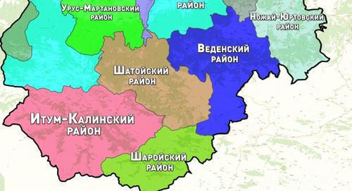 Fragment of the map of Chechnya studied by "Novoe Delo". Source: https://ndelo.ru/detail/novaya-karta-chechenskoj-respubliki-zatronula-i-dagestan Fragment of the map of Chechnya studied by "Novoe Delo". Source: https://ndelo.ru/detail/novaya-karta-chechenskoj-respubliki-zatronula-i-dagestan