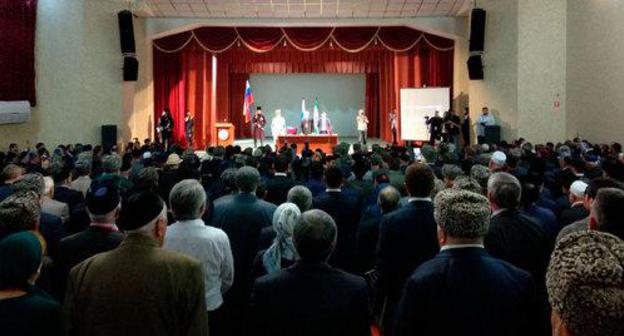 The audience listens to a speech at a the World Congress of the Ingush People. Photo by Fortanga Org https://www.youtube.com/watch?time_continue=765&v=xDpecbx8eBs The audience listens to a speech at a the World Congress of the Ingush People. Photo by Fortanga Org https://www.youtube.com/watch?time_continue=765&v=xDpecbx8eBs