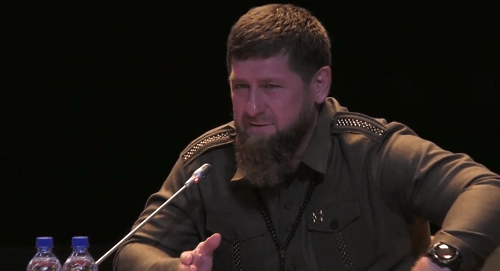 Ramzan Kadyrov at business session 'Invest in Caucasus'. Screenshot from TASS broadcasting reproduced by 'Dozhd' TV Channel, https://tvrain.ru/teleshow/videooftheday/kadyrov_vs_mutko-476673/ Ramzan Kadyrov at business session 'Invest in Caucasus'. Screenshot from TASS broadcasting reproduced by 'Dozhd' TV Channel, https://tvrain.ru/teleshow/videooftheday/kadyrov_vs_mutko-476673/