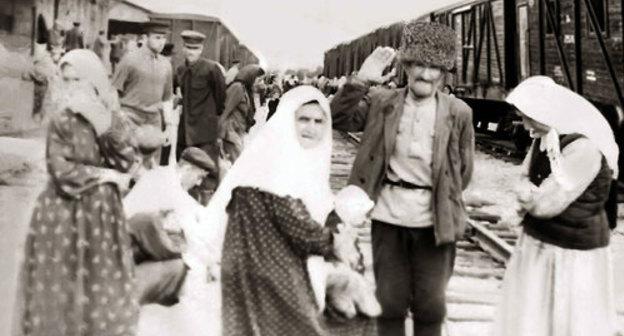 Railway station, Frunze, 1957. Residents of Yurt-Aukh settlement return to their homeland, http://ru.wikipedia.org/wiki/Депортация_чеченцев_и_ингушей#/media/File:На_вокзале._1957_год_Фрунзе._Жители_с._Юрт-Аух.jpg Railway station, Frunze, 1957. Residents of Yurt-Aukh settlement return to their homeland, http://ru.wikipedia.org/wiki/Депортация_чеченцев_и_ингушей#/media/File:На_вокзале._1957_год_Фрунзе._Жители_с._Юрт-Аух.jpg