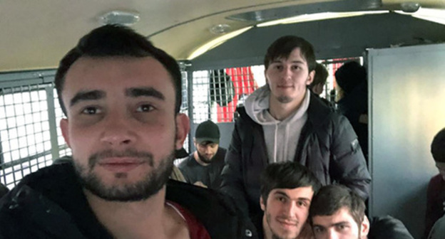 Caucasian students in a prison truck in Moscow, December 17, 2018. Photo: press service of the "Kavkaz.Realii" (RFE/RL), http://www.kavkazr.com Caucasian students in a prison truck in Moscow, December 17, 2018. Photo: press service of the "Kavkaz.Realii" (RFE/RL), http://www.kavkazr.com