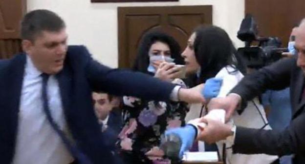 Action by 'Apricot Country' Party resulted in a brawl between members of the Council of Elders of Yerevan, February 13, 2018. Screenshot from video posted by user Factor tv https://www.youtube.com/watch?v=YWpEv1VdDQ4 Action by 'Apricot Country' Party resulted in a brawl between members of the Council of Elders of Yerevan, February 13, 2018. Screenshot from video posted by user Factor tv https://www.youtube.com/watch?v=YWpEv1VdDQ4