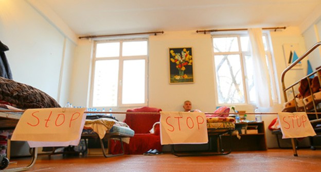 The activists' hunger strike in support of Mekhman Guseinov. January 16, 2019. Photo by Aziz Karimov for the "Caucasian Knot" The activists' hunger strike in support of Mekhman Guseinov. January 16, 2019. Photo by Aziz Karimov for the "Caucasian Knot"