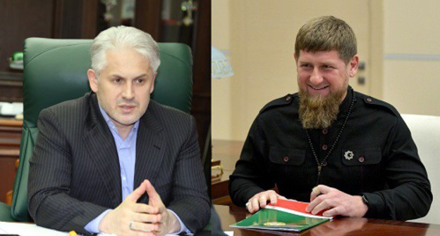 Muslim Khuchiev and Ramzan Kadyrov. Collage by the "Caucasian Knot". Photo" press service of the Ministry for Economic and Territorial Development and Trade of the Chechen Republic; press service of the Kremlin Sources: http://economy-chr.ru/?p=1450
http://kremlin.ru/catalog/persons/146/events/57797 Muslim Khuchiev and Ramzan Kadyrov. Collage by the "Caucasian Knot". Photo" press service of the Ministry for Economic and Territorial Development and Trade of the Chechen Republic; press service of the Kremlin Sources: http://economy-chr.ru/?p=1450
http://kremlin.ru/catalog/persons/146/events/57797