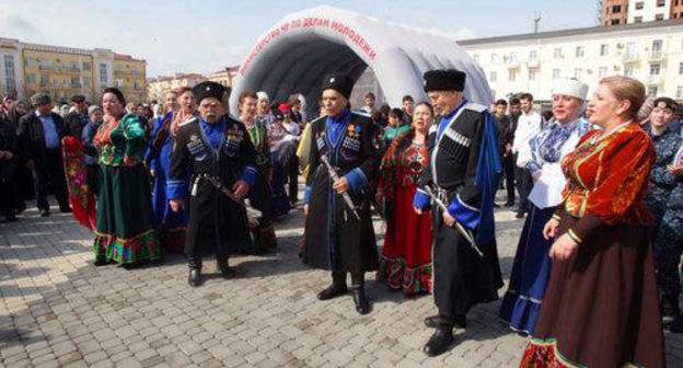A rally held on the occasion of the anniversary of the Crimea's annexation, held in Grozny. Photo by Musa Sadulaev/IA Grozny Inform, http://www.grozny-inform.ru/news/society/106748/ A rally held on the occasion of the anniversary of the Crimea's annexation, held in Grozny. Photo by Musa Sadulaev/IA Grozny Inform, http://www.grozny-inform.ru/news/society/106748/
