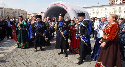 A rally held on the occasion of the anniversary of the Crimea's annexation, held in Grozny. Photo by Musa Sadulaev/IA Grozny Inform, http://www.grozny-inform.ru/news/society/106748/ A rally held on the occasion of the anniversary of the Crimea's annexation, held in Grozny. Photo by Musa Sadulaev/IA Grozny Inform, http://www.grozny-inform.ru/news/society/106748/