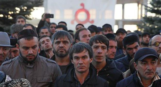 Participants of rally in Magas, October 6, 2018. Photo: REUTERS/Maxim Shemetov Participants of rally in Magas, October 6, 2018. Photo: REUTERS/Maxim Shemetov