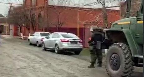 Law enforcers in masks in the streets of Ingushetia on April 3, 2019. Photo: screenshot of the video by FortangaORG Law enforcers in masks in the streets of Ingushetia on April 3, 2019. Photo: screenshot of the video by FortangaORG