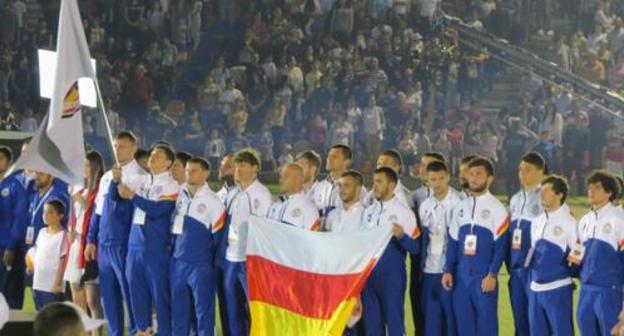 The team of South Ossetia at the opening of the ConIFA Championship in Stepanakert. Photo by Alvard Grigoryan for the "Caucasian Knot" The team of South Ossetia at the opening of the ConIFA Championship in Stepanakert. Photo by Alvard Grigoryan for the "Caucasian Knot"