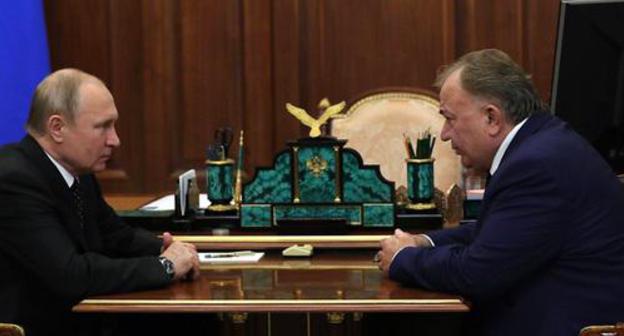 Vladimir Putin and Makhmud-Ali Kalimatov. Photo: Kremlin press service, http://kremlin.ru/events/president/news/60833 Vladimir Putin and Makhmud-Ali Kalimatov. Photo: Kremlin press service, http://kremlin.ru/events/president/news/60833