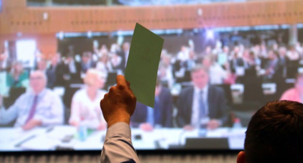 Voting during the session of the Parliamentary Assembly (PA) of the OSCE (Organisation for Security and Cooperation in Europe). Photo by the press service of the PA OSCE https://www.flickr.com/photos/oscepa/albums/72157709462707676 Voting during the session of the Parliamentary Assembly (PA) of the OSCE (Organisation for Security and Cooperation in Europe). Photo by the press service of the PA OSCE https://www.flickr.com/photos/oscepa/albums/72157709462707676