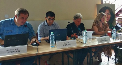 Alexander Cherkasov, Sergei Davidis, Svetlana Gannushkina and Elena Milashina (from left to right) at the press conference in Moscow, July 15, 2019. Photo by Gor Aleksanyan for the Caucasian Knot Alexander Cherkasov, Sergei Davidis, Svetlana Gannushkina and Elena Milashina (from left to right) at the press conference in Moscow, July 15, 2019. Photo by Gor Aleksanyan for the Caucasian Knot
