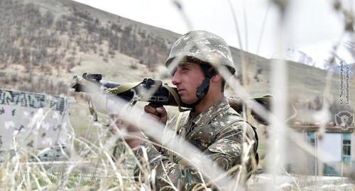 An Armenian soldier. Photo by the press service of the Ministry of Defence for Armenia http://www.mil.am/hy/news/6254 An Armenian soldier. Photo by the press service of the Ministry of Defence for Armenia http://www.mil.am/hy/news/6254