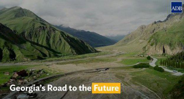 Screenshot from video posted by the Asian Development Bank on funding of the Kobi-Gudauri high-speed highway, https://www.adb.org/news/videos/georgias-road-future Screenshot from video posted by the Asian Development Bank on funding of the Kobi-Gudauri high-speed highway, https://www.adb.org/news/videos/georgias-road-future