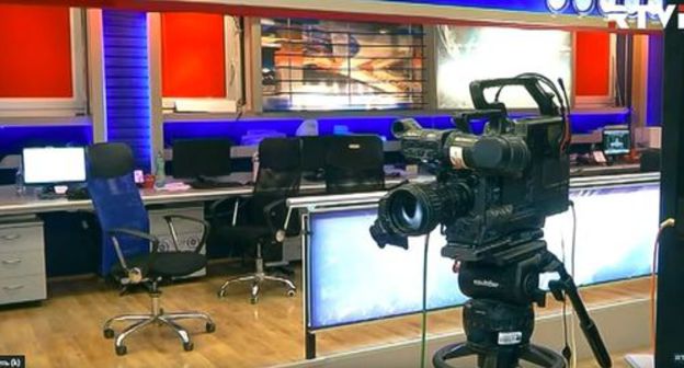'Rustavi-2' TV studio. Screenshot from RTVI Youtube Channel, https://www.youtube.com/watch?v=J2uPSif-v38 'Rustavi-2' TV studio. Screenshot from RTVI Youtube Channel, https://www.youtube.com/watch?v=J2uPSif-v38