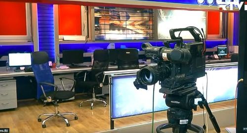 'Rustavi-2' TV studio. Screenshot from RTVI Youtube Channel, https://www.youtube.com/watch?v=J2uPSif-v38 'Rustavi-2' TV studio. Screenshot from RTVI Youtube Channel, https://www.youtube.com/watch?v=J2uPSif-v38