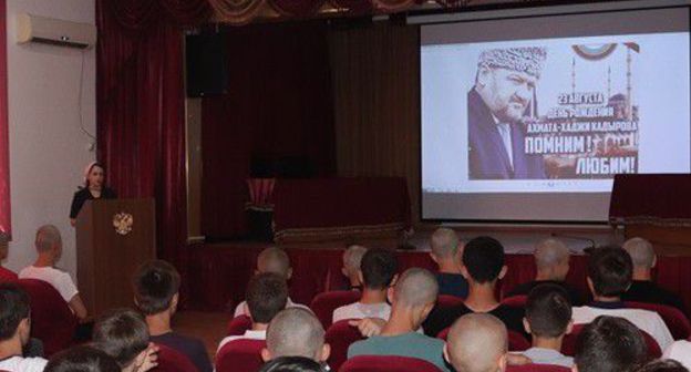 An event dedicated to the 68th birthday of the first president of Chechnya, Akhmat Kadyrov, August 23, 2019. Photo by the press service of the Grozny Suvorov School https://гсву.мвд.рф/Press-sluzhba/Novosti/item/18047103 An event dedicated to the 68th birthday of the first president of Chechnya, Akhmat Kadyrov, August 23, 2019. Photo by the press service of the Grozny Suvorov School https://гсву.мвд.рф/Press-sluzhba/Novosti/item/18047103
