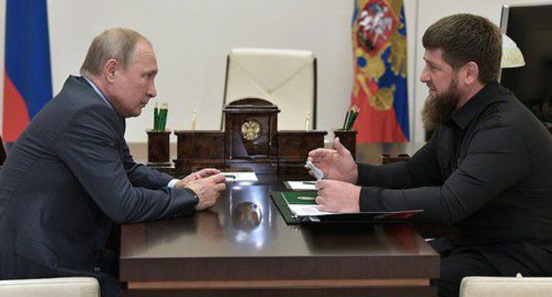 Vladimir Putin at his meeting with Ramzan Kadyrov on August 31, 2019. Photo by the press service of the Russian President http://kremlin.ru/events/president/news/61415 Vladimir Putin at his meeting with Ramzan Kadyrov on August 31, 2019. Photo by the press service of the Russian President http://kremlin.ru/events/president/news/61415
