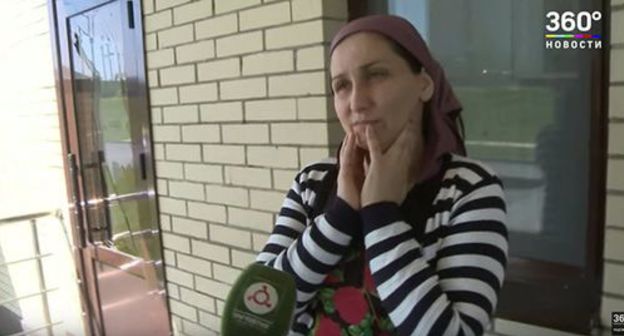 Mother of the girl beaten in Ingushetia. Screenshot of the 360 TV channel https://www.youtube.com/watch?v=t0mkDBwmWEc Mother of the girl beaten in Ingushetia. Screenshot of the 360 TV channel https://www.youtube.com/watch?v=t0mkDBwmWEc