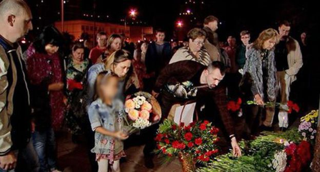 Commemoration event for the victims of the explosion of a residential building in Guryanov Street in Moscow, September 9, 2019. Screenshot from video posted by TVC: http://www.tvc.ru/news/show/id/168007 Commemoration event for the victims of the explosion of a residential building in Guryanov Street in Moscow, September 9, 2019. Screenshot from video posted by TVC: http://www.tvc.ru/news/show/id/168007