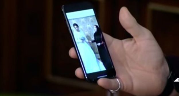 Ramzan Kadyrov shows videos from wedding parties on the screen of his smart phone. Screenshot from video posted by ‘Grozny’ TV company, http://www.youtube.com/watch?v=ACO9ZeWDBMM Ramzan Kadyrov shows videos from wedding parties on the screen of his smart phone. Screenshot from video posted by ‘Grozny’ TV company, http://www.youtube.com/watch?v=ACO9ZeWDBMM