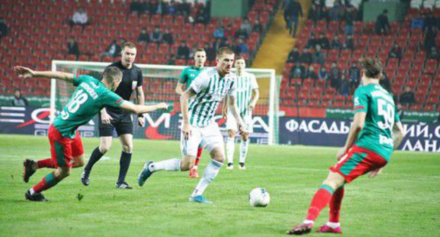 The match of the "Akhmat" Football Club (FC) with the Moscow "Lokomotiv" FC in front of the half-empty stands. Photo by the press service of the "Akhmat" FC The match of the "Akhmat" Football Club (FC) with the Moscow "Lokomotiv" FC in front of the half-empty stands. Photo by the press service of the "Akhmat" FC