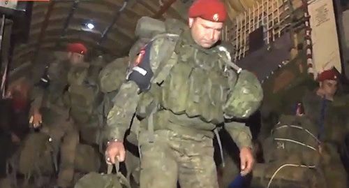 Fighters of the military police unit stationed in Chechnya arrive on the Syrian-Turkish border. Screenshot from TV story presented by 'Zvezda' TV Channel: https://tvzvezda.ru/news/forces/content/20191025429-pglRb.html Fighters of the military police unit stationed in Chechnya arrive on the Syrian-Turkish border. Screenshot from TV story presented by 'Zvezda' TV Channel: https://tvzvezda.ru/news/forces/content/20191025429-pglRb.html