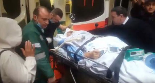 Ogtai Gyulyalyev, who stayed in critical condition after a road traffic accident in Baku, is being transferred to an ambulance. Screenshot from YouTube video posted by "Turan Agentliyi", https://www.youtube.com/watch?v=cBrdMD4gSkk Ogtai Gyulyalyev, who stayed in critical condition after a road traffic accident in Baku, is being transferred to an ambulance. Screenshot from YouTube video posted by "Turan Agentliyi", https://www.youtube.com/watch?v=cBrdMD4gSkk