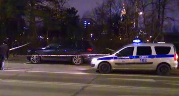At the place where Ibragim Eldjarkiev was shot dead in Moscow, November 2, 2019. Screenshot from 'Mash' Telegram video: https://tlgrm.ru/channels/@breakingmash At the place where Ibragim Eldjarkiev was shot dead in Moscow, November 2, 2019. Screenshot from 'Mash' Telegram video: https://tlgrm.ru/channels/@breakingmash
