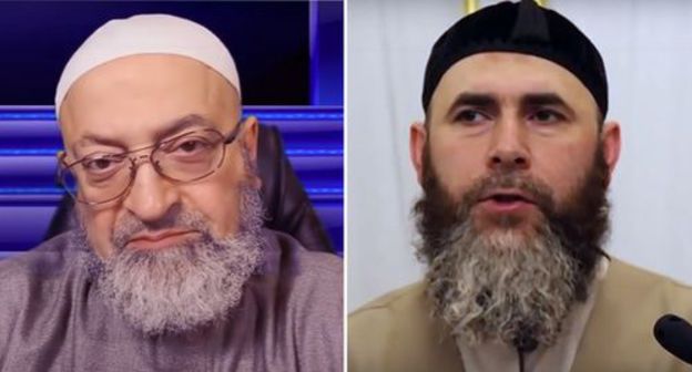 Abdurrakhman Dimashkiya, a Lebanese theologian, and Salakh Mezhiev, Mufti of Chechnya. Photo: screenshots of the videos https://www.youtube.com/watch?time_continue=381&v=HIxjvVM7pTM&feature=emb_logo, http://www.dumchr.ru/single-post/2019/01/26, collage by the "Caucasian Knot" Abdurrakhman Dimashkiya, a Lebanese theologian, and Salakh Mezhiev, Mufti of Chechnya. Photo: screenshots of the videos https://www.youtube.com/watch?time_continue=381&v=HIxjvVM7pTM&feature=emb_logo, http://www.dumchr.ru/single-post/2019/01/26, collage by the "Caucasian Knot"
