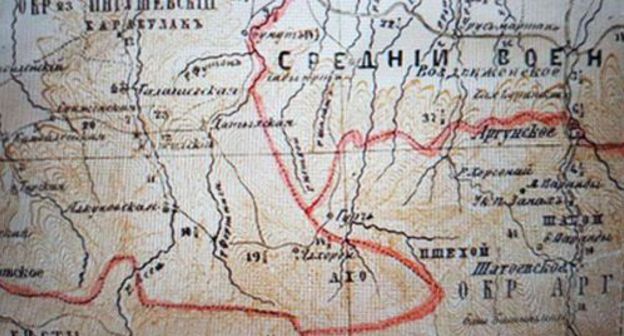 A piece of the road map of the Caucasian Region auctioned by the Litfond auction house. Photo by the "Caucasian Knot" A piece of the road map of the Caucasian Region auctioned by the Litfond auction house. Photo by the "Caucasian Knot"