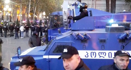 Policemen and special forces vehicles during dispersal of a rally at the parliament building in Tbilisi. Photo by Inna Kukudjanova for the Caucasian Knot Policemen and special forces vehicles during dispersal of a rally at the parliament building in Tbilisi. Photo by Inna Kukudjanova for the Caucasian Knot