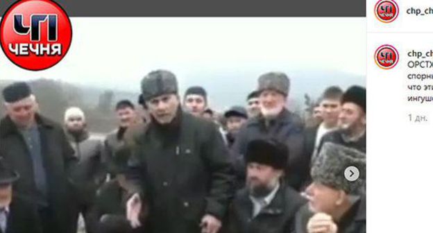 Statement of a member of the Orstkhoi teip. Screenshot from video posted in "ChP Chechnya" Instagram account, https://www.instagram.com/p/B5FPneGFYRQ/ Statement of a member of the Orstkhoi teip. Screenshot from video posted in "ChP Chechnya" Instagram account, https://www.instagram.com/p/B5FPneGFYRQ/