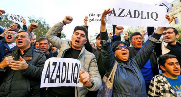 Activists chant "Freedom!". March 2018. Photo by Aziz Karimov for the "Caucasian Knot" Activists chant "Freedom!". March 2018. Photo by Aziz Karimov for the "Caucasian Knot"