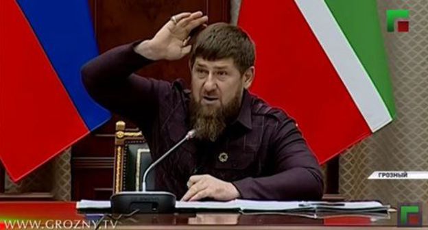 Ramzan Kadyrov at the session of the government of Chechnya. Screenshot of the video by the "Grozny" TV channel https://www.youtube.com/watch?v=rPQzE5F2u0w Ramzan Kadyrov at the session of the government of Chechnya. Screenshot of the video by the "Grozny" TV channel https://www.youtube.com/watch?v=rPQzE5F2u0w