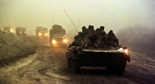 Russian military vehicles entering Tolstoy-Yurt. Photo by REUTERS Russian military vehicles entering Tolstoy-Yurt. Photo by REUTERS