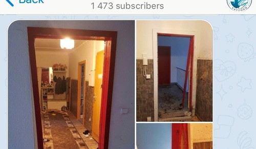 A door blown up by German law enforcers during searches at an apartment of one of the Chechen natives. Screenshot of the post in Telegram Channel made by Vaifond human rights association. https://t.me/vayfond/1694 A door blown up by German law enforcers during searches at an apartment of one of the Chechen natives. Screenshot of the post in Telegram Channel made by Vaifond human rights association. https://t.me/vayfond/1694
