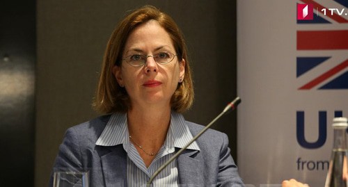 Laura Thornton, NDI's resident director in Georgia. Screenshot from video posted by 1tv.ge at: https://1tv.ge/ru/news/lora-tornton-bolshaja-chast-naselenija-schitaet-chto-strana-razvivaetsja-v-nepravilnom-napravlenii/ Laura Thornton, NDI's resident director in Georgia. Screenshot from video posted by 1tv.ge at: https://1tv.ge/ru/news/lora-tornton-bolshaja-chast-naselenija-schitaet-chto-strana-razvivaetsja-v-nepravilnom-napravlenii/