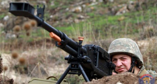 Soldier of the Defence Army. Photo: press service of the Ministry of Defence of Nagorno-Karabakh, http://www.nkrmil.am/news/view/2617 Soldier of the Defence Army. Photo: press service of the Ministry of Defence of Nagorno-Karabakh, http://www.nkrmil.am/news/view/2617