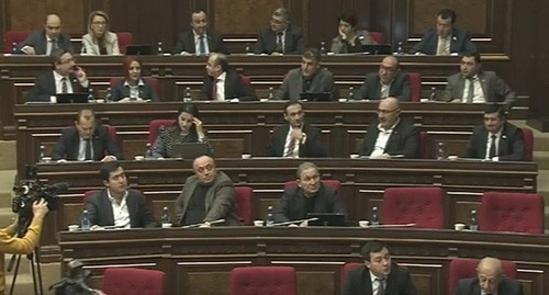 A session of the Armenian parliament. Screenshot of the video posted on the Parliament of Armenia YouTube channel https://www.youtube.com/watch?v=f3jb0AtXRxA&feature=emb_title A session of the Armenian parliament. Screenshot of the video posted on the Parliament of Armenia YouTube channel https://www.youtube.com/watch?v=f3jb0AtXRxA&feature=emb_title