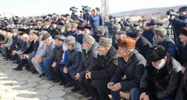 At the rally of Akkin Chechens held on February 23, 2020. Photo courtesy of Imampashi Chergezbiev for the "Caucasian Knot" At the rally of Akkin Chechens held on February 23, 2020. Photo courtesy of Imampashi Chergezbiev for the "Caucasian Knot"