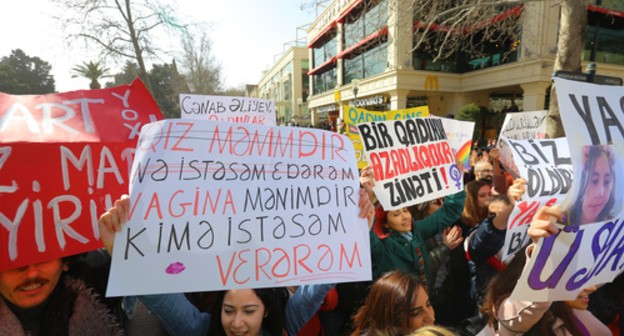 Aisel Alekperzade at the rally in Baku. Photo by Aziz Karimov for the "Caucasian Knot" Aisel Alekperzade at the rally in Baku. Photo by Aziz Karimov for the "Caucasian Knot"