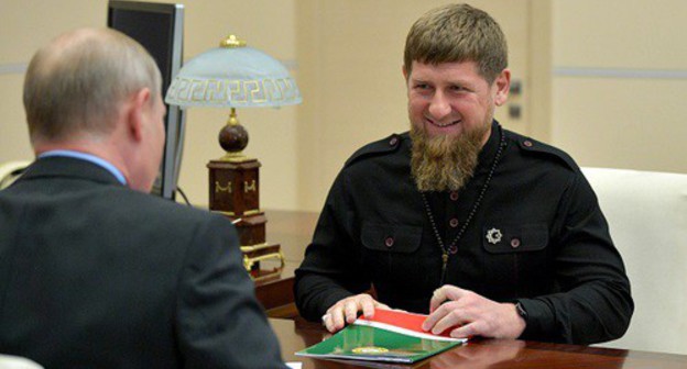 Ramzan Kadyrov meets Vladimir Putin. Photo: Kremlin press service, http://kremlin.ru/events/president/news/57797 Ramzan Kadyrov meets Vladimir Putin. Photo: Kremlin press service, http://kremlin.ru/events/president/news/57797