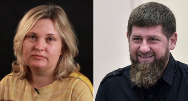 Elena Milashina and Ramzan Kadyrov. Photo: screenshot of the video https://youtu.be/GL0PmG9ZdGY Collage by the "Caucasian Knot" Elena Milashina and Ramzan Kadyrov. Photo: screenshot of the video https://youtu.be/GL0PmG9ZdGY Collage by the "Caucasian Knot"
