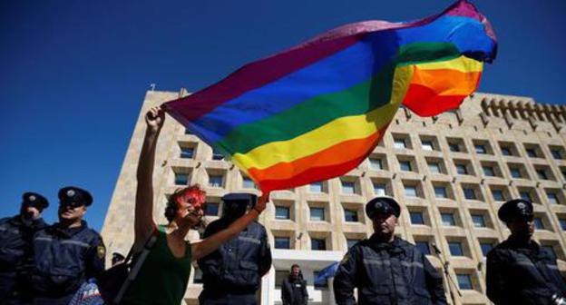 An LGBT action in Tbilisi, 2017. Photo: Reuters, David Mdzinarishvili An LGBT action in Tbilisi, 2017. Photo: Reuters, David Mdzinarishvili