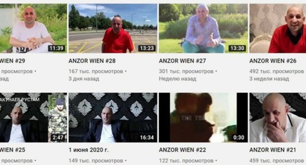 Screenshot from the "Anzor Tscharto Beck Martin" YouTube channel with videos criticising the head of Chechnya, Ramzan Kadyrov, and his relatives Screenshot from the "Anzor Tscharto Beck Martin" YouTube channel with videos criticising the head of Chechnya, Ramzan Kadyrov, and his relatives
