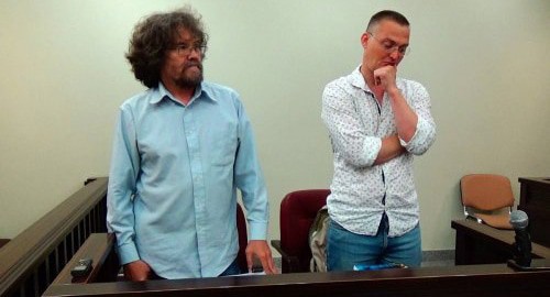 Andrei Rudomakha and Mikhail Benyash listening to the court ruling over illegal issuing of a search warrant of the "Ecowatch" premises. Photo: press service of the "Ecowatch", http://ewnc.org/node/28175. Andrei Rudomakha and Mikhail Benyash listening to the court ruling over illegal issuing of a search warrant of the "Ecowatch" premises. Photo: press service of the "Ecowatch", http://ewnc.org/node/28175.