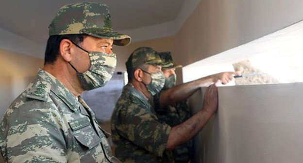 Servicemen of the Azerbaijani Army. Photo: press service of the Ministry of Defence of Azerbaijan, https://mod.gov.az/az/news/mudafie-naziri-on-xett-bolmelerinde-olub-video-31397.html Servicemen of the Azerbaijani Army. Photo: press service of the Ministry of Defence of Azerbaijan, https://mod.gov.az/az/news/mudafie-naziri-on-xett-bolmelerinde-olub-video-31397.html