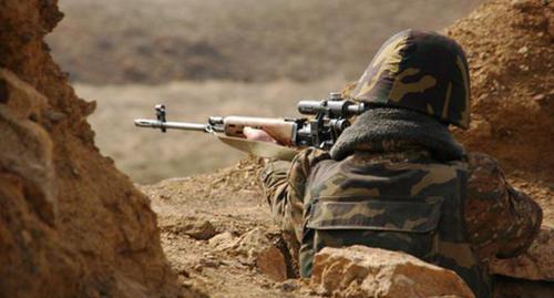 A sniper. Photo by the press service of the Armenian Ministry of Defence www.mil.am A sniper. Photo by the press service of the Armenian Ministry of Defence www.mil.am