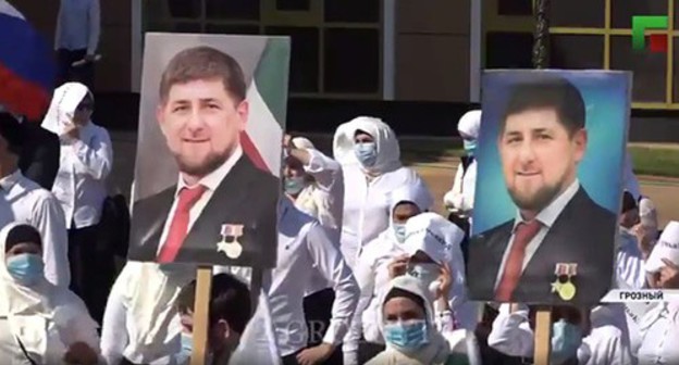 An action in support of Ramzan Kadyrov. Screenshot of the video https://www.instagram.com/p/CDMsSjKFE4V/ An action in support of Ramzan Kadyrov. Screenshot of the video https://www.instagram.com/p/CDMsSjKFE4V/